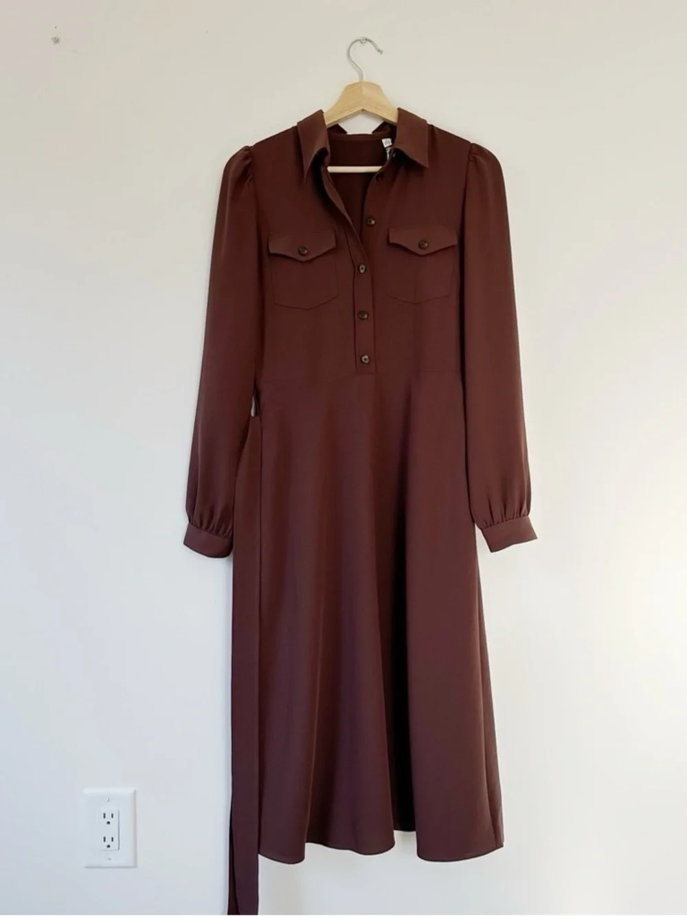 Aritzia Wilfred (Re)Twill™ Songbird Dress Cocoa Powder Brown - Picture 7 of 11